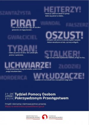 plakat w kolorze - Tydzień Pomocy Osobom Pokrzywdzonym Przestępstwem